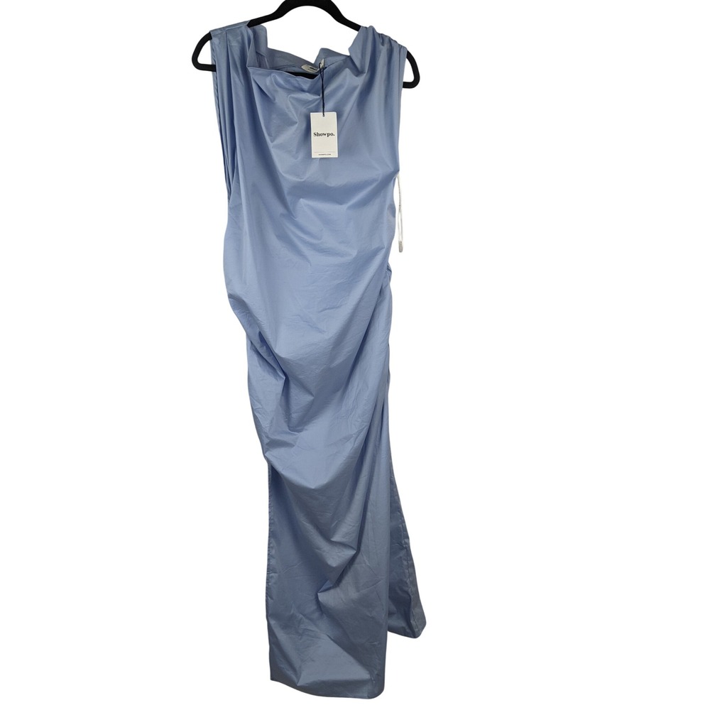 Showpo Womens Light Blue Draped Sleeveless Maxi Dress Size US 16 NWT
